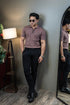 Textured short sleeve polo shirt